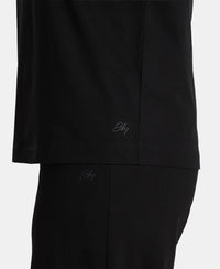 Super Combed Cotton Rich Oversized T-Shirt with Side Slits - Black