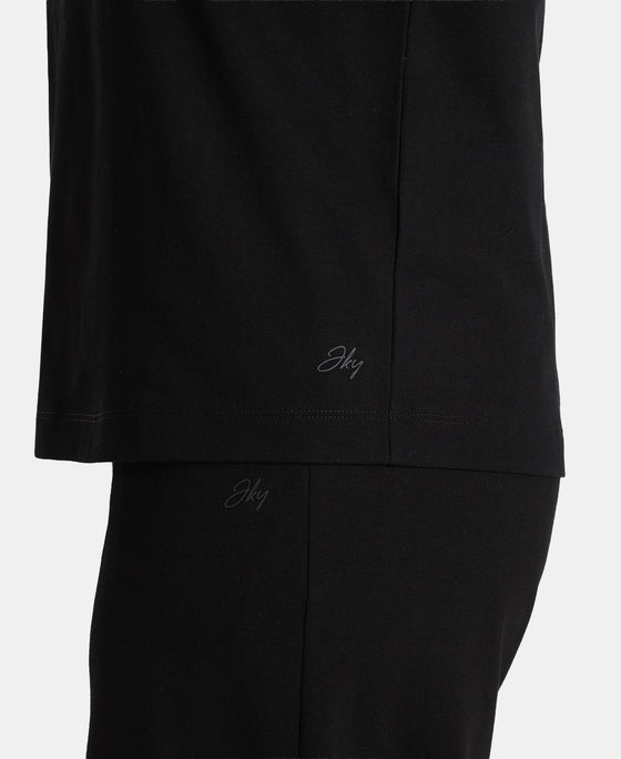 Super Combed Cotton Rich Oversized T-Shirt with Side Slits - Black