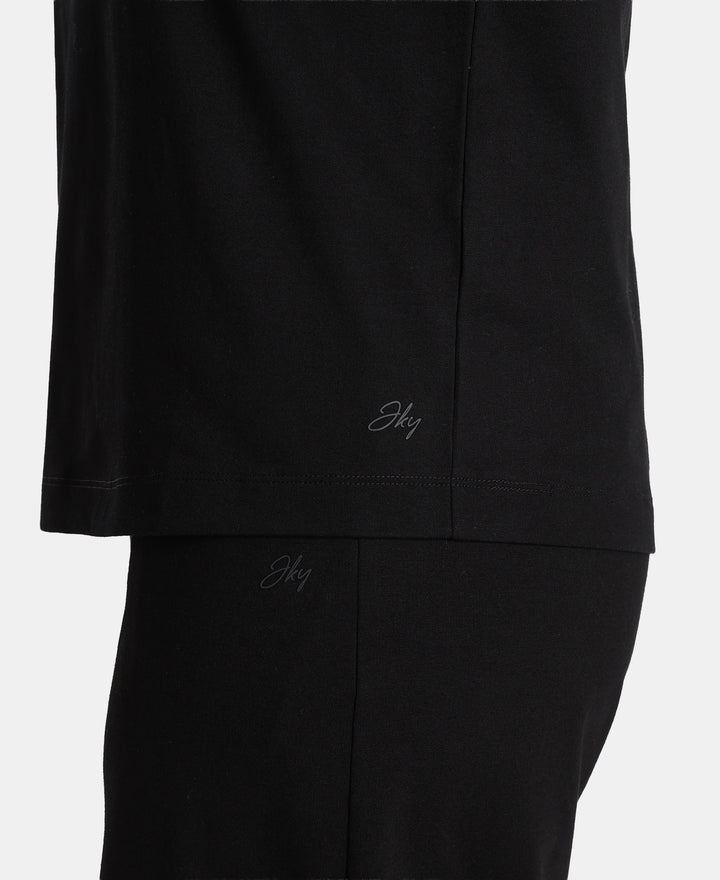 Super Combed Cotton Rich Oversized T-Shirt with Side Slits - Black