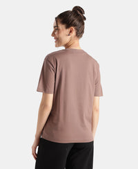Super Combed Cotton Rich Oversized T-Shirt with Side Slits - Deep Taupe