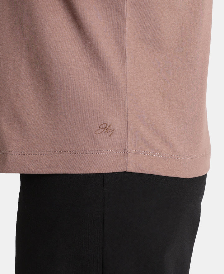 Super Combed Cotton Rich Oversized T-Shirt with Side Slits - Deep Taupe