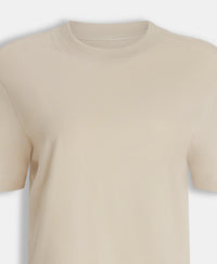 Super Combed Cotton Rich Oversized T-Shirt with Side Slits - French Oak