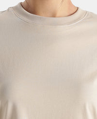Super Combed Cotton Rich Oversized T-Shirt with Side Slits - French Oak