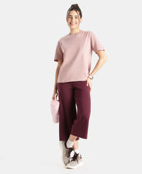 Super Combed Cotton Rich Oversized T-Shirt with Side Slits - Woodrose