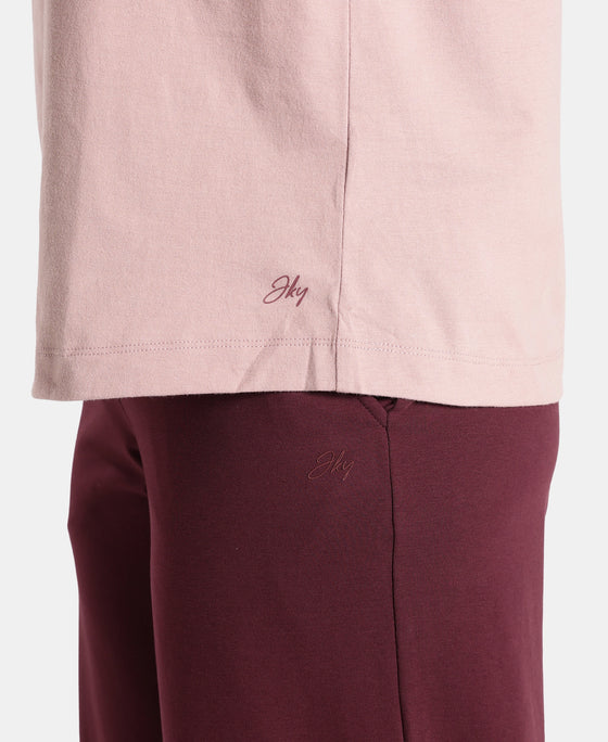Super Combed Cotton Rich Oversized T-Shirt with Side Slits - Woodrose