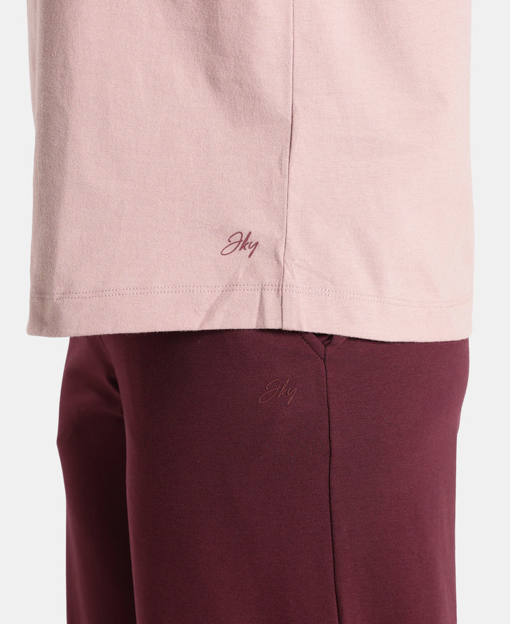 Super Combed Cotton Rich Oversized T-Shirt with Side Slits - Woodrose
