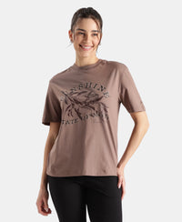 Super Combed Cotton Rich Oversized Printed T-Shirt - Deep Taupe