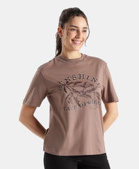 Super Combed Cotton Rich Oversized Printed T-Shirt - Deep Taupe