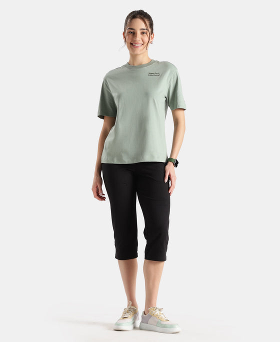 Super Combed Cotton Rich Oversized Printed T-Shirt - Iceberg Green