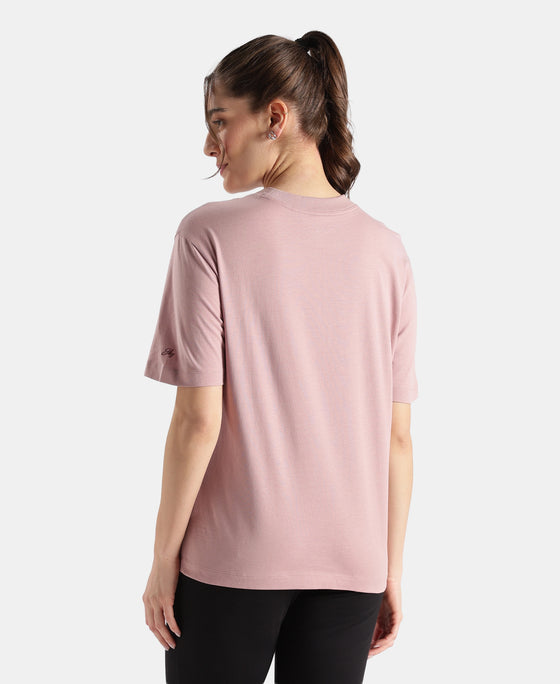 Super Combed Cotton Rich Oversized Printed T-Shirt - Wood Rose