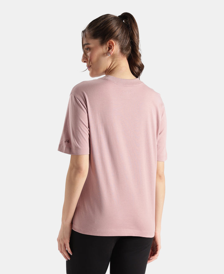 Super Combed Cotton Rich Oversized Printed T-Shirt - Wood Rose
