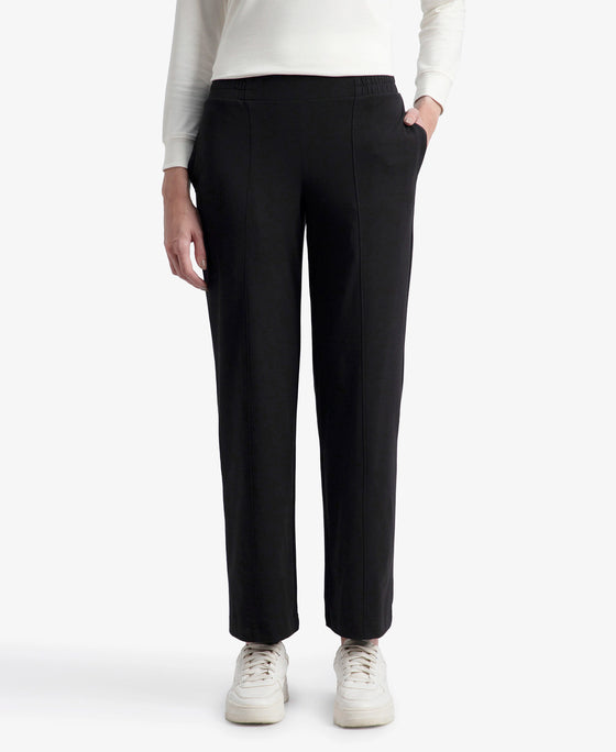 Super Combed Cotton Rich Relaxed Fit Wide Leg Pants with Side Pockets - Black