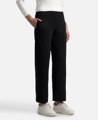 Super Combed Cotton Rich Relaxed Fit Wide Leg Pants with Side Pockets - Black