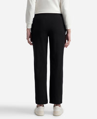 Super Combed Cotton Rich Relaxed Fit Wide Leg Pants with Side Pockets - Black