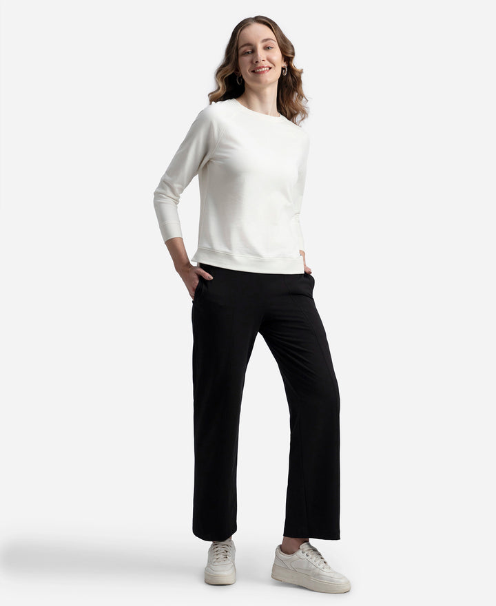 Super Combed Cotton Rich Relaxed Fit Wide Leg Pants with Side Pockets - Black