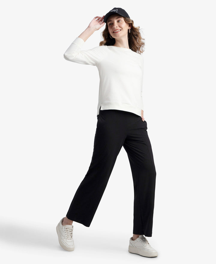 Super Combed Cotton Rich Relaxed Fit Wide Leg Pants with Side Pockets - Black