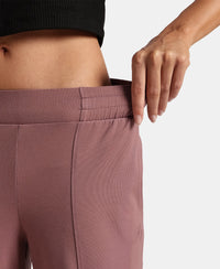 Super Combed Cotton Rich Relaxed Fit Wide Leg Pants with Side Pockets - Burnt Rose