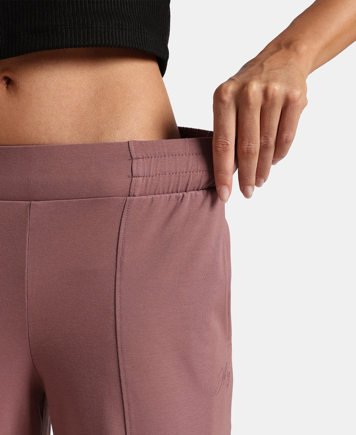 Super Combed Cotton Rich Relaxed Fit Wide Leg Pants with Side Pockets - Burnt Rose