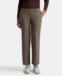 Super Combed Cotton Rich Relaxed Fit Wide Leg Pants with Side Pockets - Dark Khaki