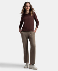 Super Combed Cotton Rich Relaxed Fit Wide Leg Pants with Side Pockets - Dark Khaki