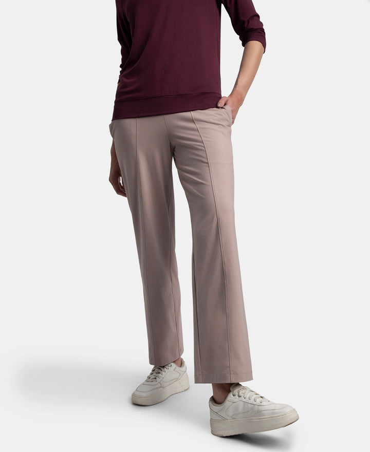 Super Combed Cotton Rich Relaxed Fit Wide Leg Pants with Side Pockets - Mocha