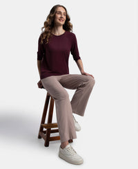 Super Combed Cotton Rich Relaxed Fit Wide Leg Pants with Side Pockets - Mocha