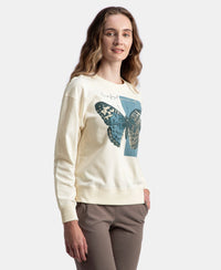 Super Combed Cotton French Terry Fabric Printed Sweatshirt - Antique White