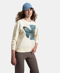 Super Combed Cotton French Terry Fabric Printed Sweatshirt - Antique White