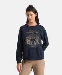 Super Combed Cotton French Terry Fabric Printed Sweatshirt  - Dark Sapphire A191