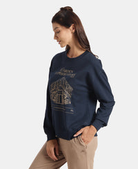 Super Combed Cotton French Terry Fabric Printed Sweatshirt  - Dark Sapphire A191