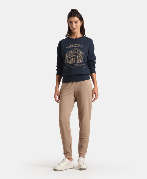 Super Combed Cotton French Terry Fabric Printed Sweatshirt  - Dark Sapphire A191