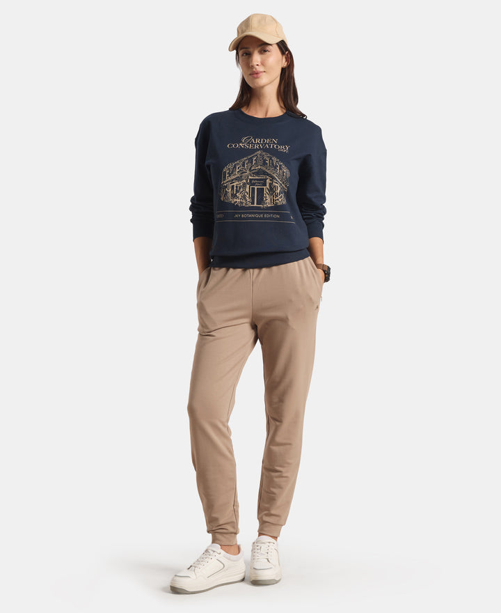 Super Combed Cotton French Terry Fabric Printed Sweatshirt  - Dark Sapphire A191
