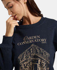 Super Combed Cotton French Terry Fabric Printed Sweatshirt  - Dark Sapphire A191
