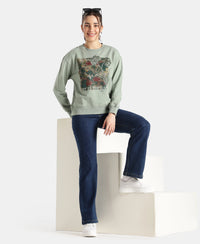 Super Combed Cotton French Terry Fabric Printed Sweatshirt - Iceberg Green