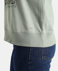 Super Combed Cotton French Terry Fabric Printed Sweatshirt - Iceberg Green