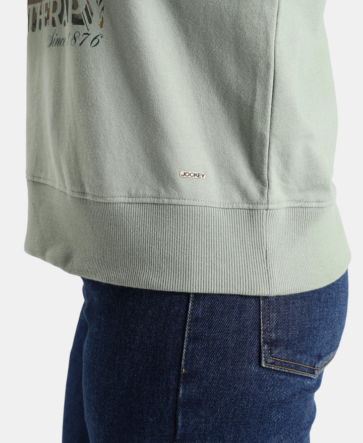 Super Combed Cotton French Terry Fabric Printed Sweatshirt - Iceberg Green