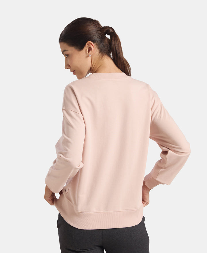 Super Combed Cotton French Terry Fabric Printed Sweatshirt - Sepia Rose