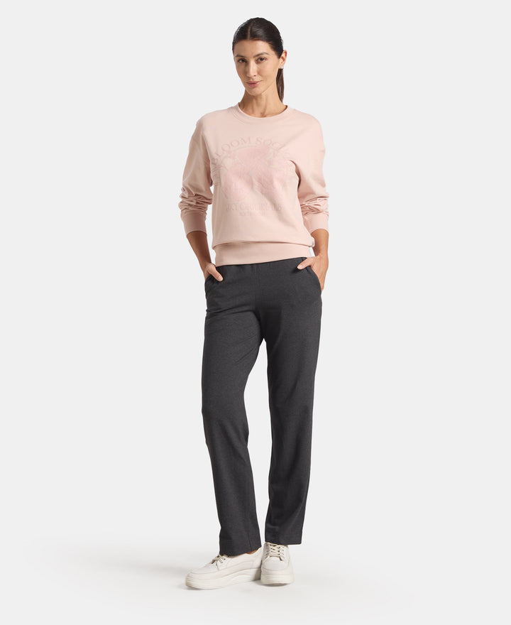 Super Combed Cotton French Terry Fabric Printed Sweatshirt - Sepia Rose
