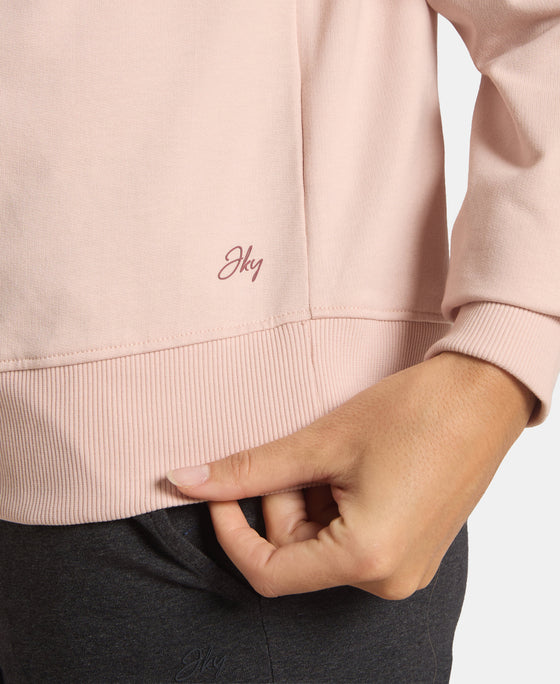 Super Combed Cotton French Terry Fabric Printed Sweatshirt - Sepia Rose