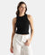 100% Super Combed Cotton Stretch Slim Fit Racerback Styled Tank Top - Black