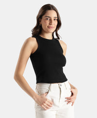 100% Super Combed Cotton Stretch Slim Fit Racerback Styled Tank Top - Black