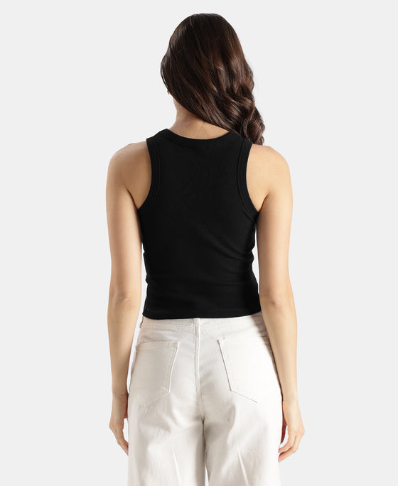 100% Super Combed Cotton Stretch Slim Fit Racerback Styled Tank Top - Black