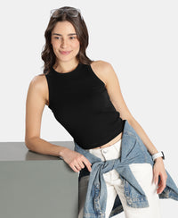 100% Super Combed Cotton Stretch Slim Fit Racerback Styled Tank Top - Black