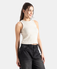 100% Super Combed Cotton Stretch Slim Fit Racerback Styled Tank Top - Cream Melange