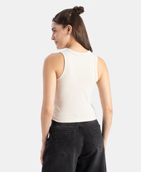 100% Super Combed Cotton Stretch Slim Fit Racerback Styled Tank Top - Cream Melange