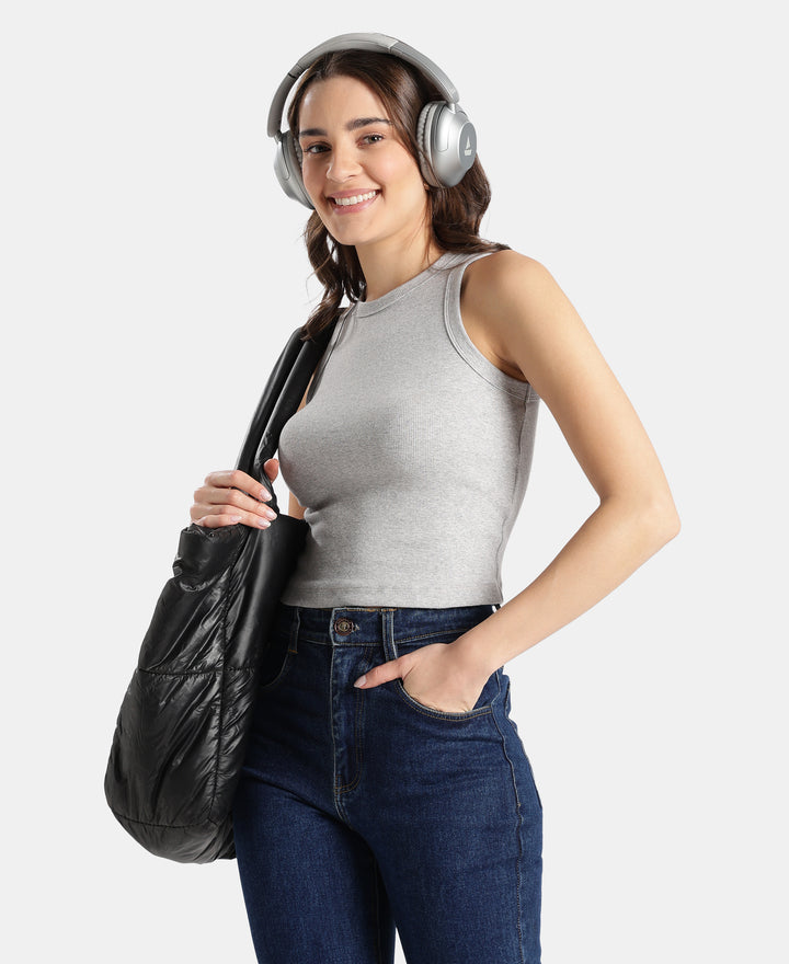 100% Super Combed Cotton Stretch Slim Fit Racerback Styled Tank Top - Light Grey Melange
