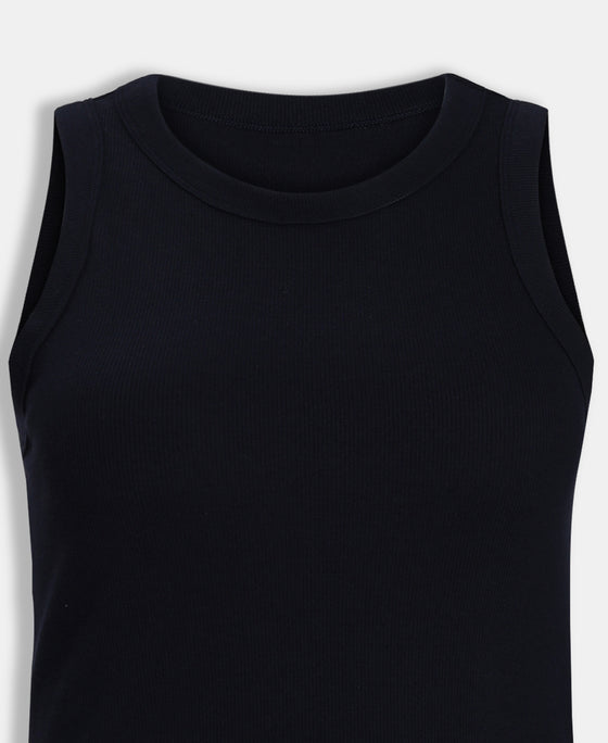 100% Super Combed Cotton Stretch Slim Fit Racerback Styled Tank Top - Navy Blazer