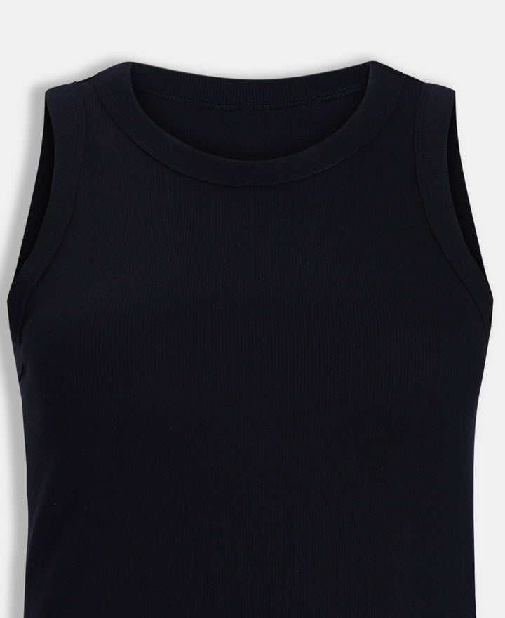 100% Super Combed Cotton Stretch Slim Fit Racerback Styled Tank Top - Navy Blazer