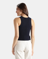 100% Super Combed Cotton Stretch Slim Fit Racerback Styled Tank Top - Navy Blazer