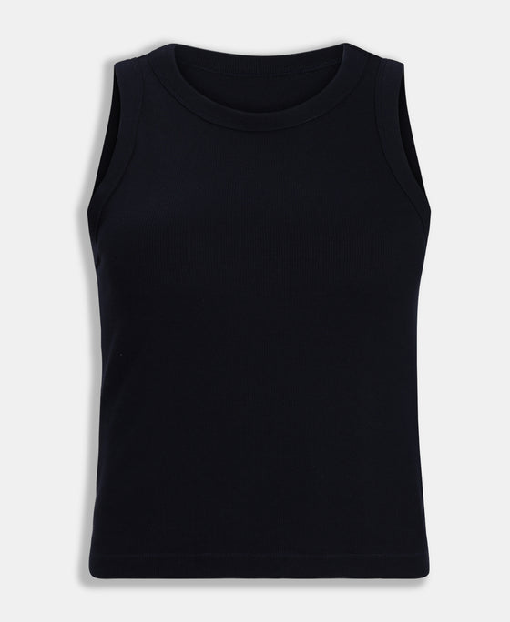 100% Super Combed Cotton Stretch Slim Fit Racerback Styled Tank Top - Navy Blazer